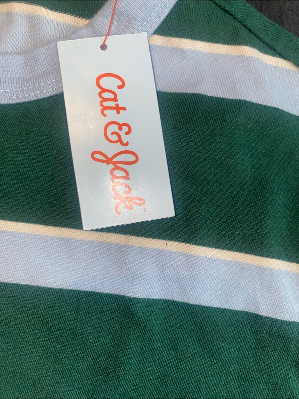 Cat & Jack Emerald Green and White Striped Short Sleeve Tee - Picture 5 of 8